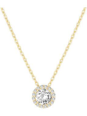 Women's Circle Yellow Gold 14 Gold Plated Pendant Necklace Diamond Adjustable